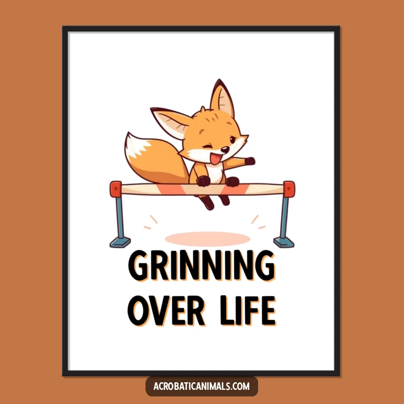Funny Fox Hurdler Digital Art - Instant Motivation, Hilarious Decor Gift!