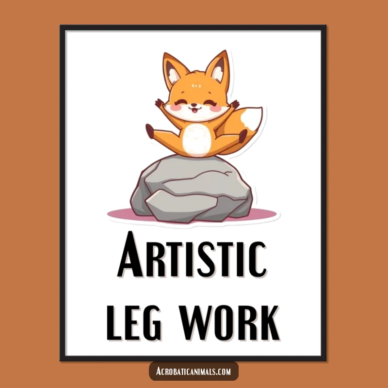 Funny Fox Split Digital Art: Instant Rock Acrobat Joy, Unique Funny Gift