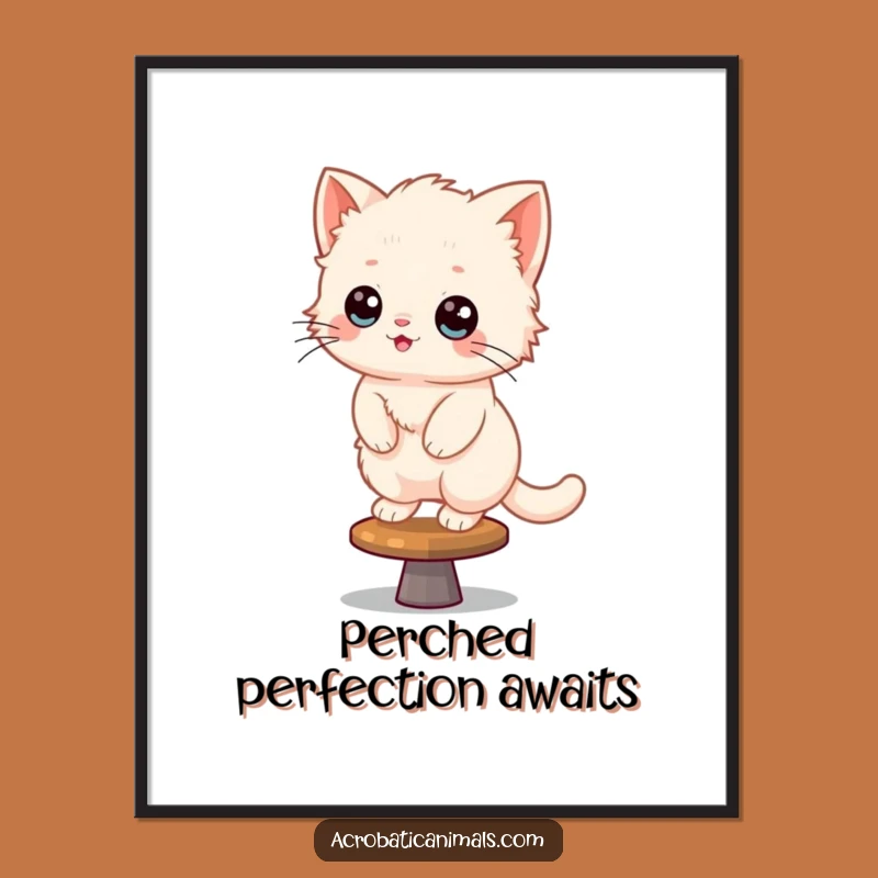 Funny Kitten Beam Balance Digital Print: Instant Gymnastics Charm for Your Walls!