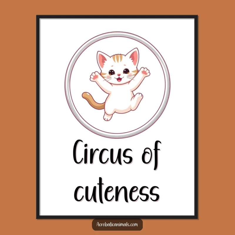 Funny Kitten Hula Hoop Digital Art: Instant Download of Hilarious Pet Art, a Perfect Funny Gift Download