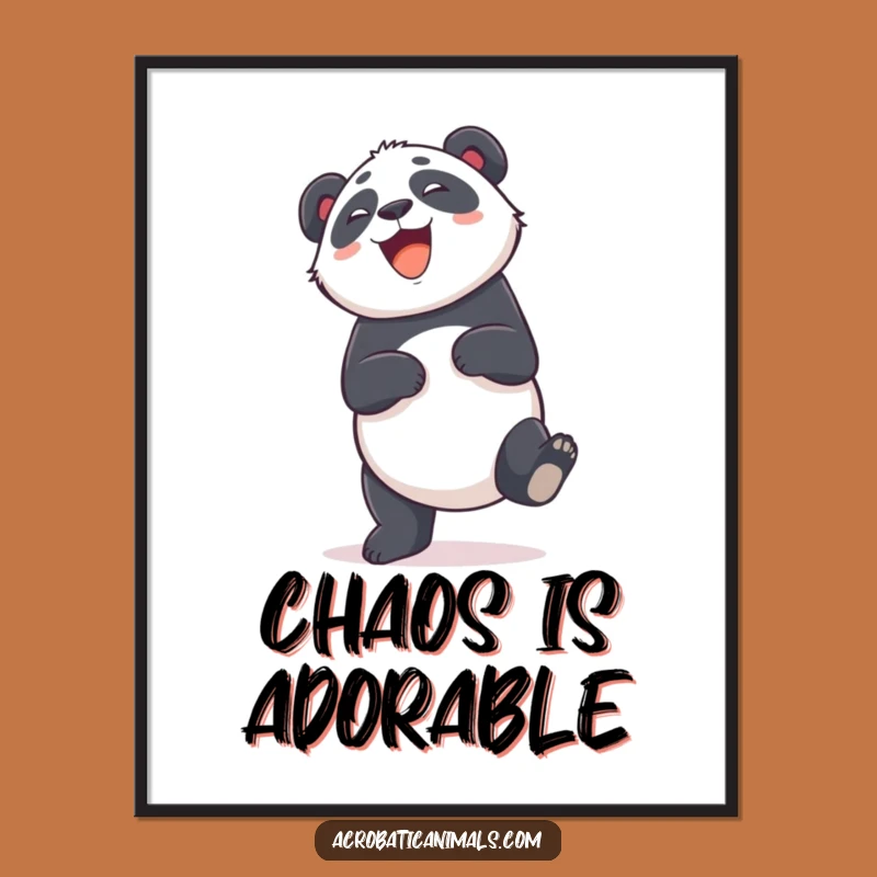 Funny Panda Cartwheel Digital Print: Giggling Bear Art, Perfect Funny Gift