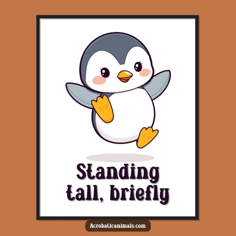 Funny Penguin Balance Digital Art: Graceful Leaper Download, Perfect Instant Gift