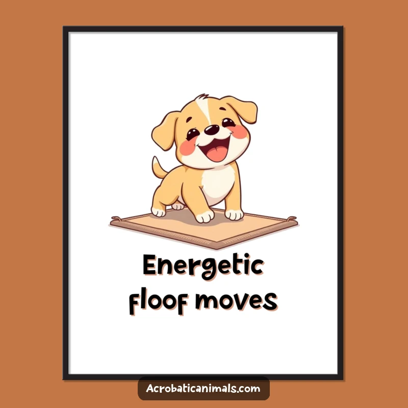 Funny Puppy Exercise Digital Art: Instant Download of Canine Joy, a Wonderful Funny Gift Download