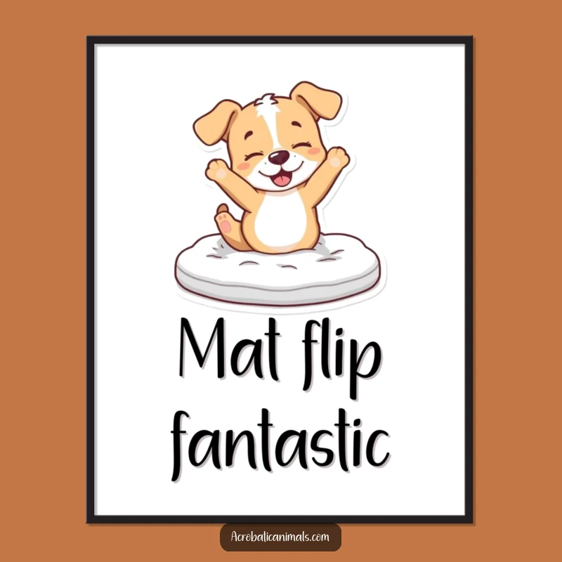 Funny Puppy Flip Digital Print: Instant Gymnastics Cheer for Your Walls!