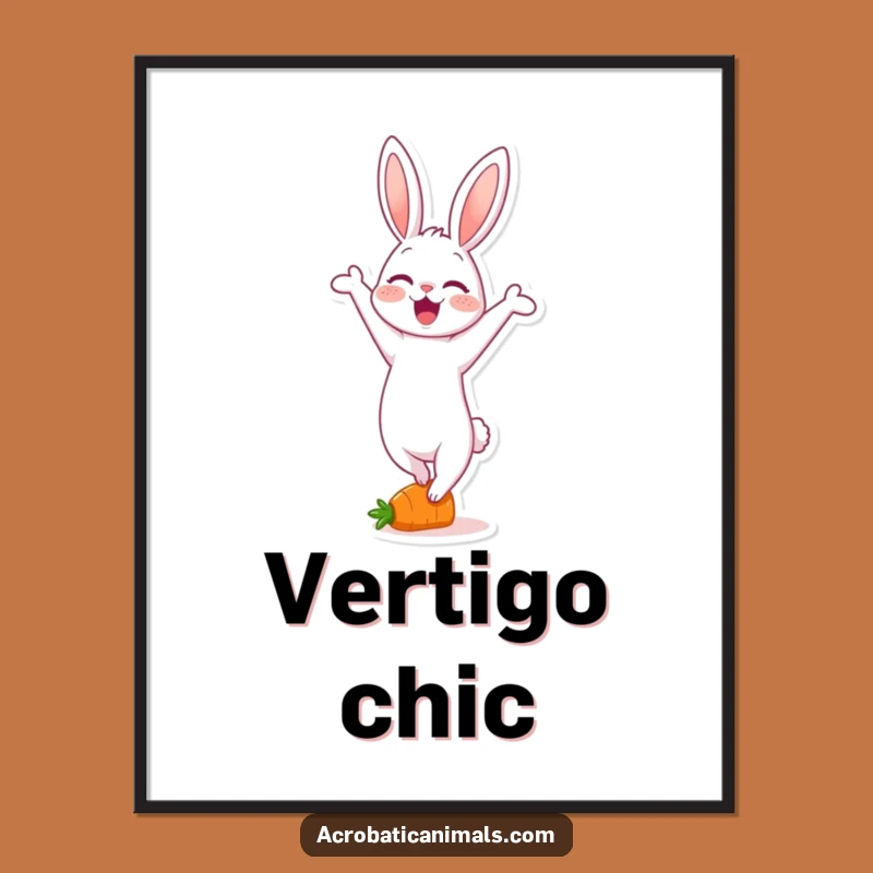 Funny Rabbit Handstand Digital Art: Instant Carrot Acrobat Joy, Unique Funny Gift