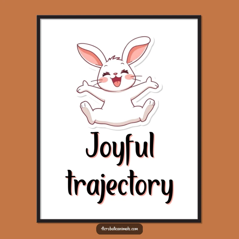 Funny Rabbit Split Jump Digital Art: Joyful Floppy Ears Print, Gift