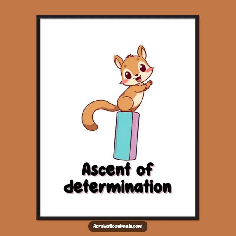 Funny Squirrel Climbing Digital Art - Determined Conqueror, Instant Hilarious Wall Decor Gift