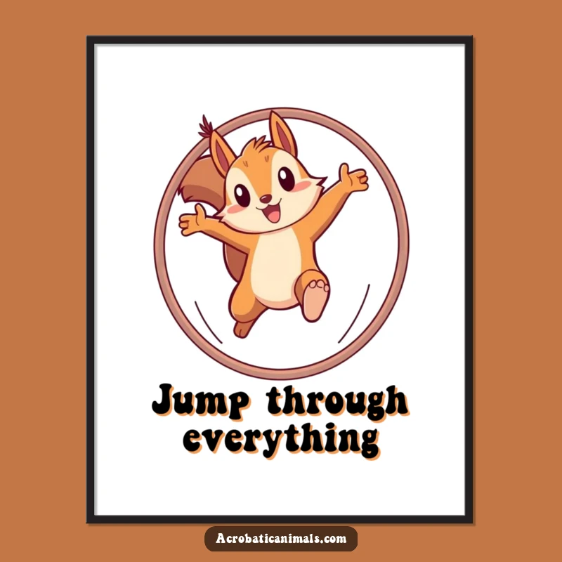 Funny Squirrel Hoop Digital Print: Determined Acorn Art, Perfect Funny Gift