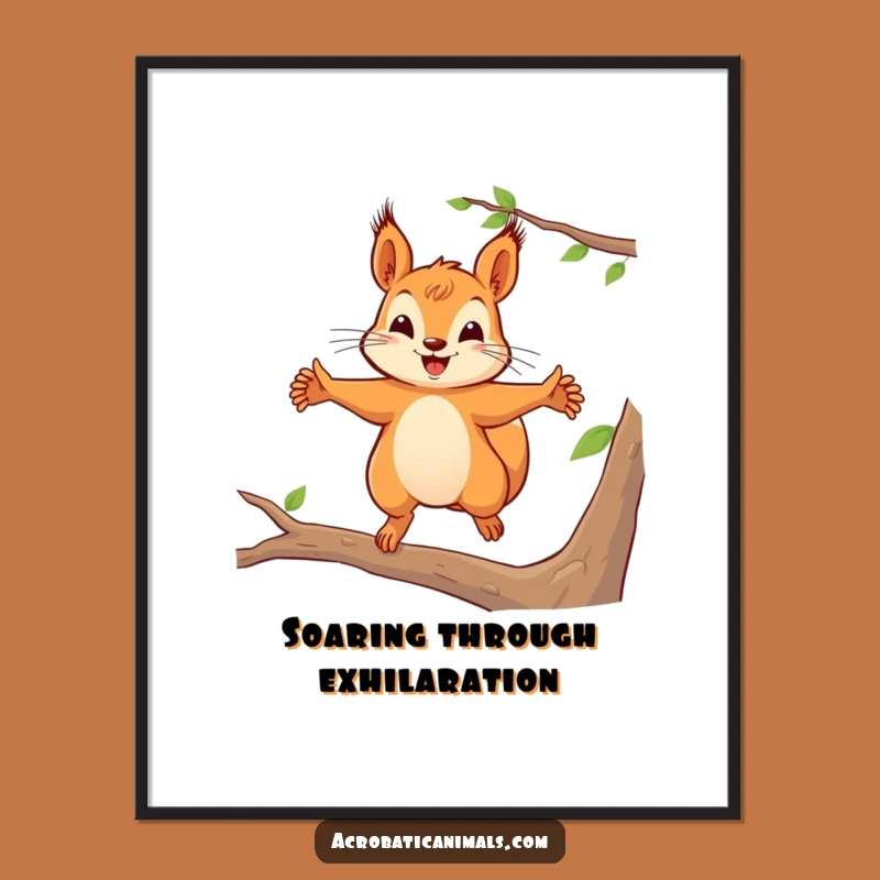 Funny Squirrel Leap Digital Art: Instant Playful Vibes with this Funny Gift