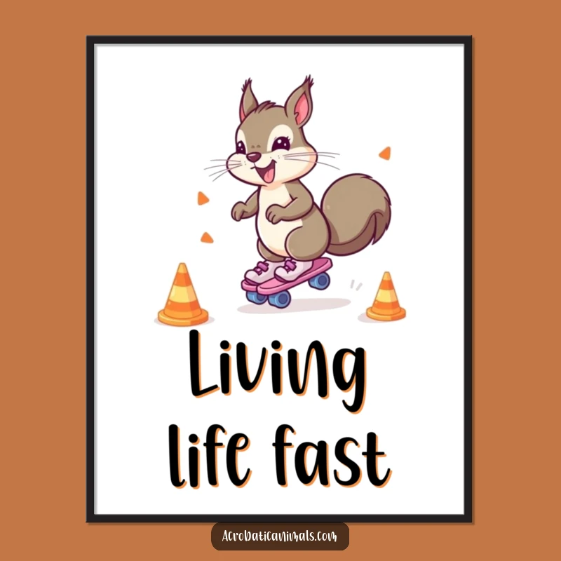 Funny Squirrel Roller Skates Digital Art - High-Res Wheely Fun for Instant Decor