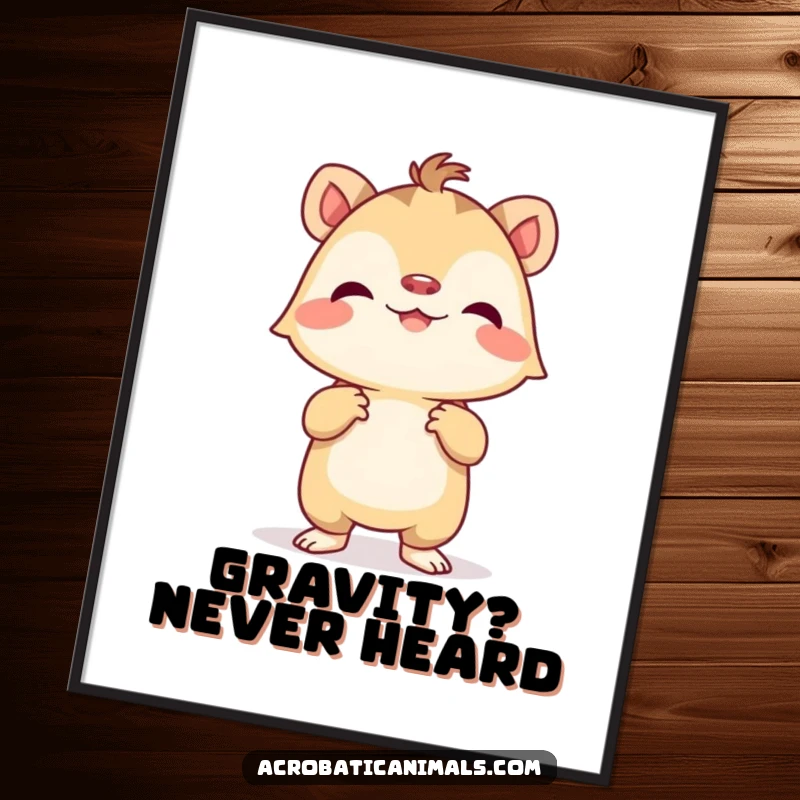 Funny Digital Art: A tiny creature proudly doing a handstand, a humorous and downloadable print for vibrant decor.