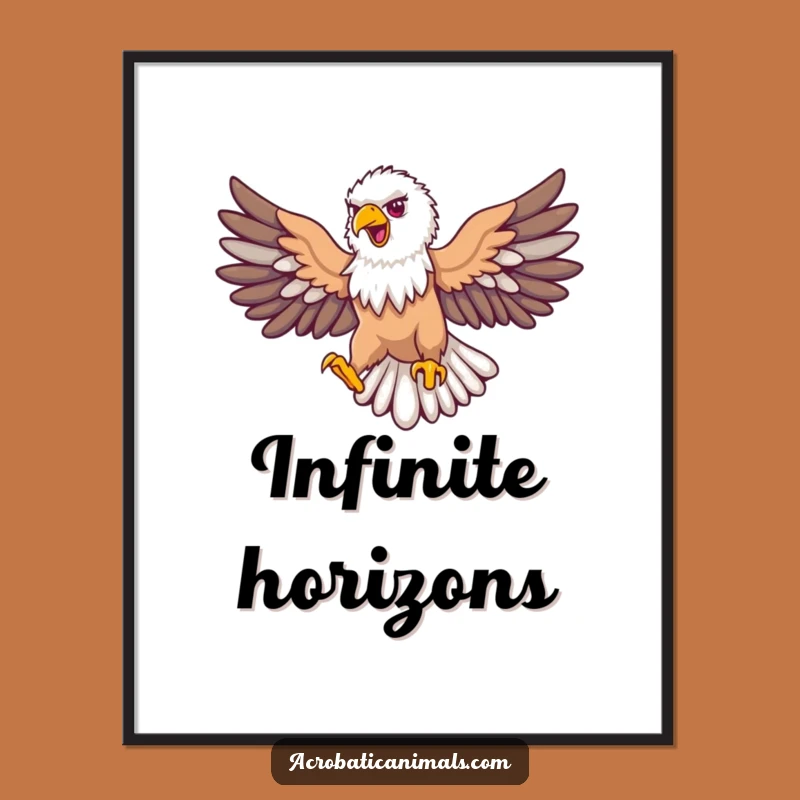 Funny Eagle Loop Digital Art: Proud Soaring Bird Print, Gift