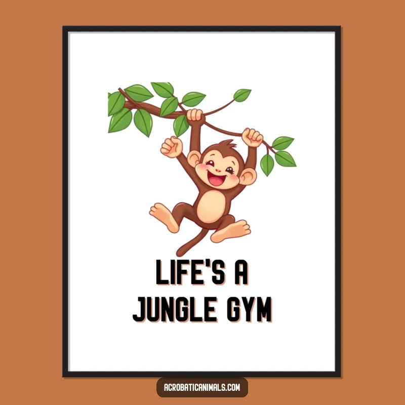 Funny Monkey Swing Digital Art: Delighted Character Download, Perfect Instant Gift