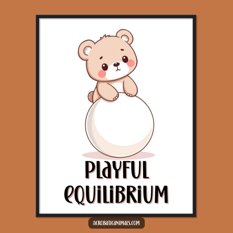 Funny Bear Cub Bouncy Ball Digital Art - Instant Cute Decor