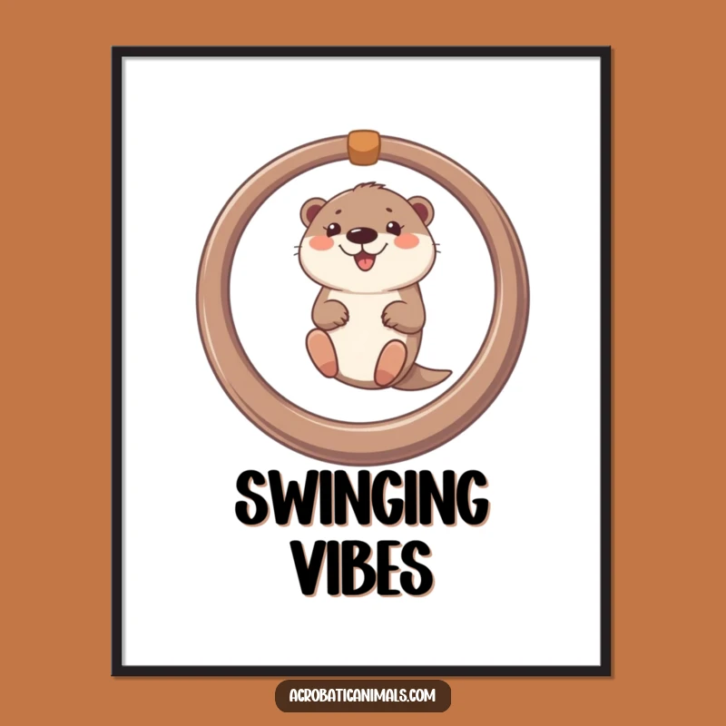 Funny Otter Ring Swing Digital Art - Instant Humorous Decor