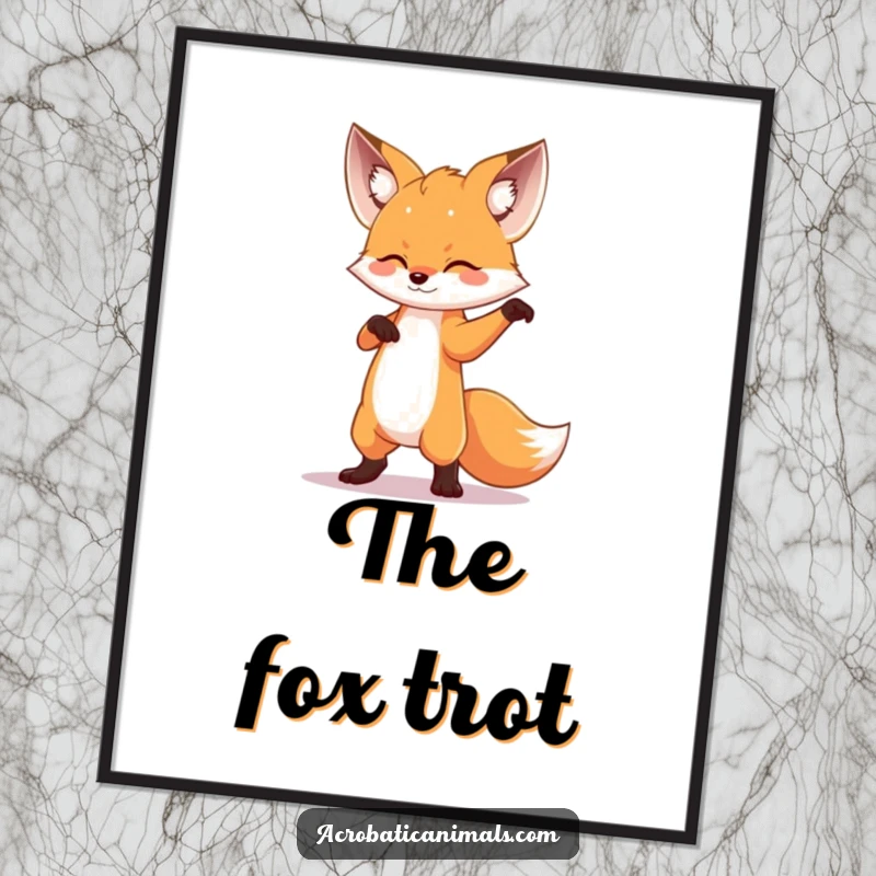 Funny fox striking a dramatic dance pose, rendered as a digital art print for immediate theatrical wall decor.