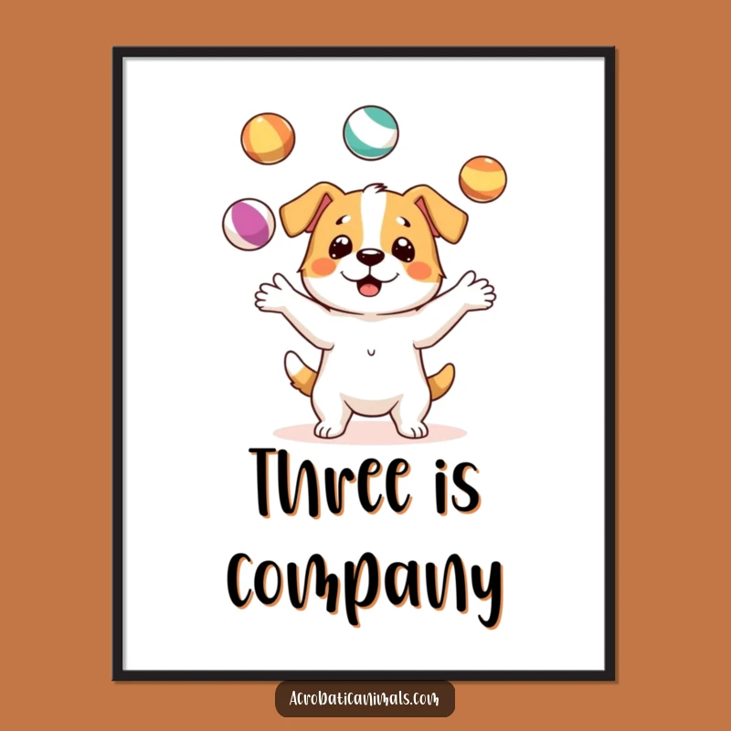 Funny Juggling Dog Digital Art: Canine Circus for Instant Wall Fun