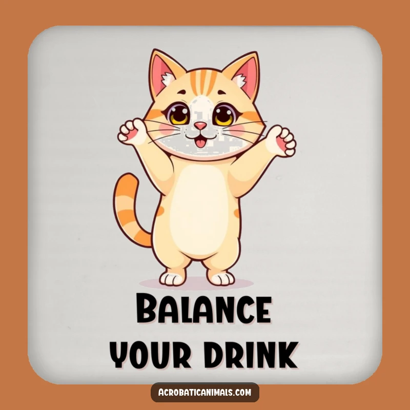 Funny Cat Handstand Coaster: Proud Feline Table Protector, Perfect Funny Gift