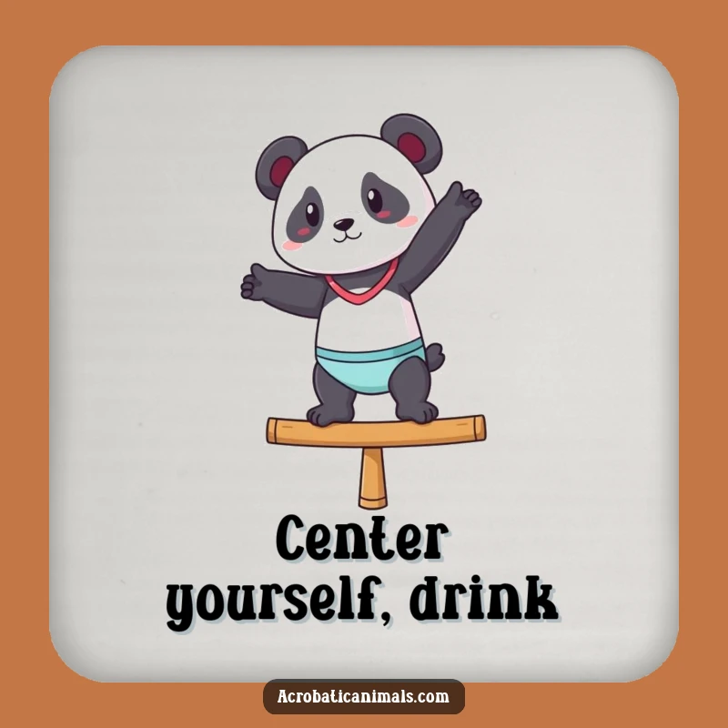 Funny Gymnast Panda Coaster - Protect Surfaces with Confident & Hilarious Art