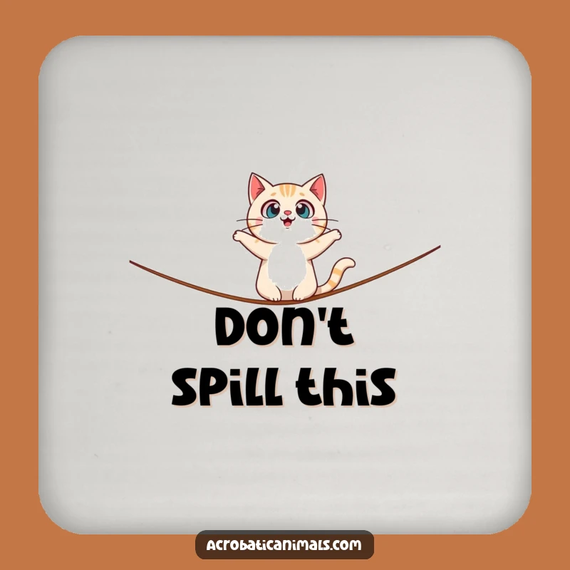 Funny Cat Tightrope Coaster: Protect Surfaces with Surprised Style, Great Gift