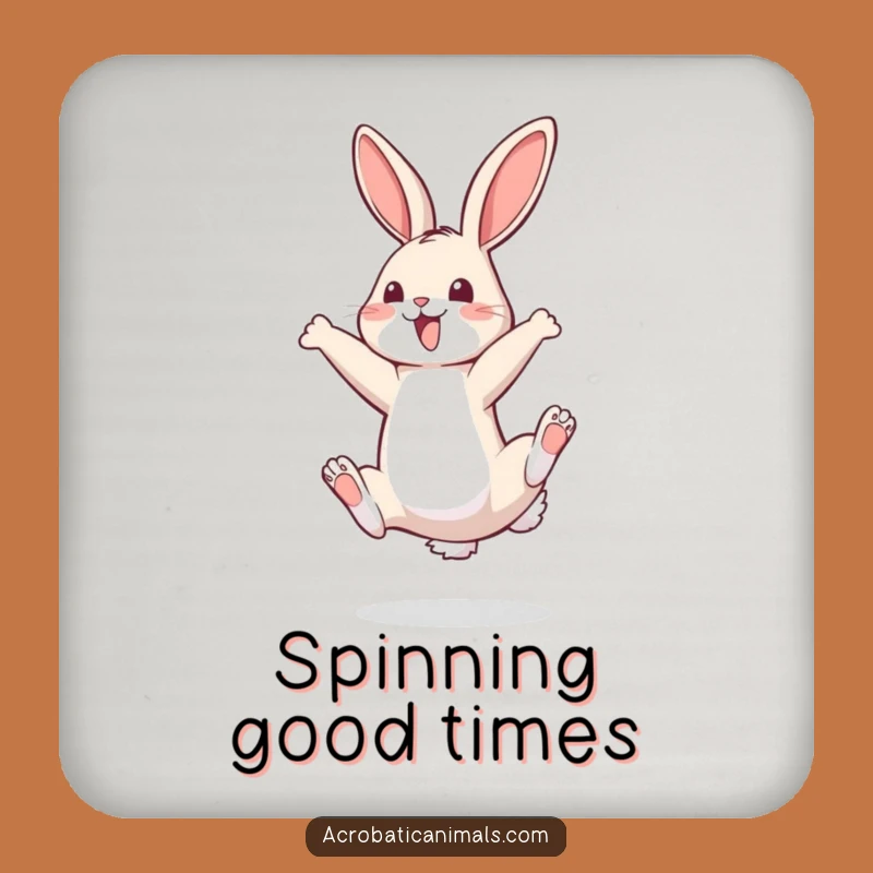 Funny Bouncy Bunny Somersault Coaster Set - Protect Surfaces with Joyful Flair