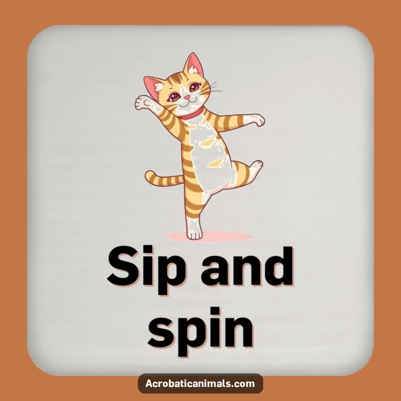 Funny Cat Pirouette Coaster Set - Dancer Drink Protection, Unique Funny Gift