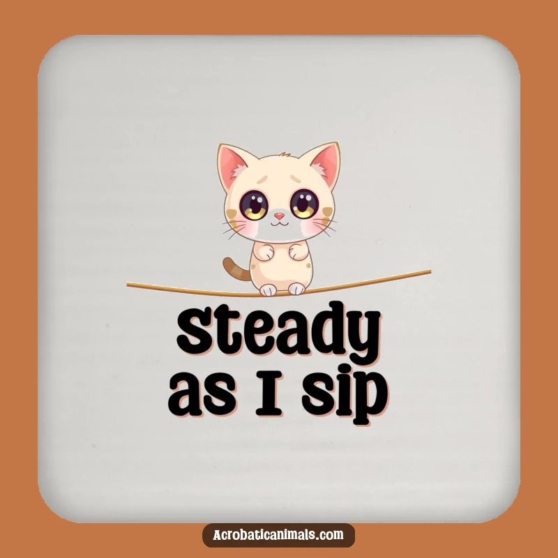 Funny Cat Tightrope Drink Coasters: Protect Surfaces with Humor
