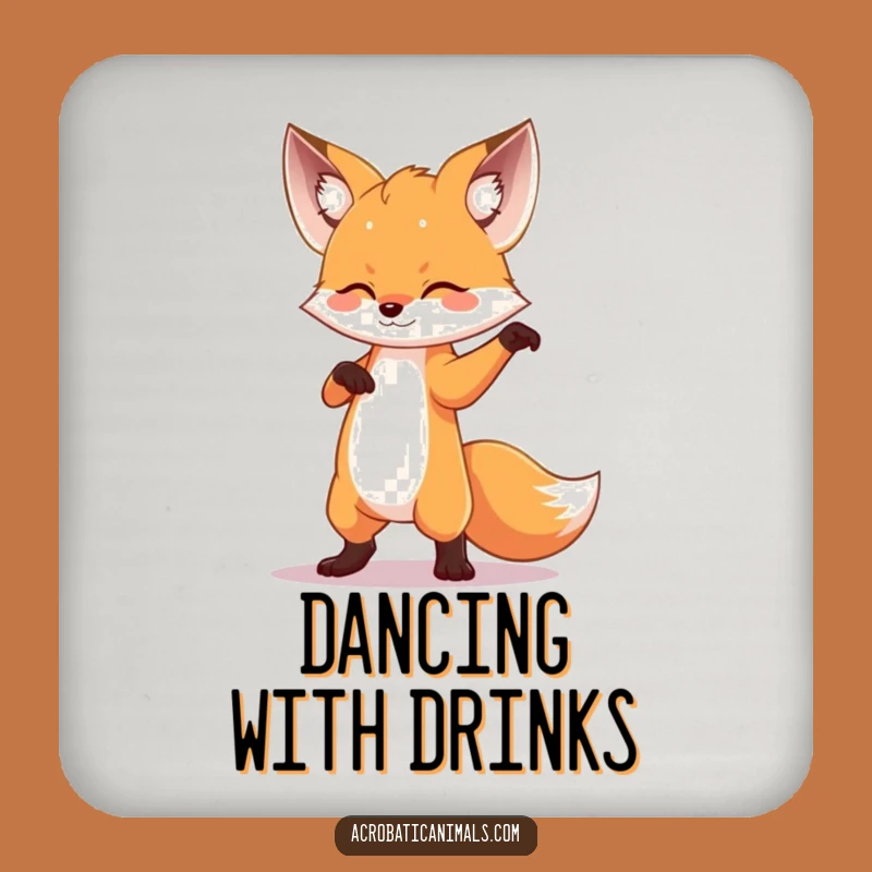 Funny Fox Dance Pose Drink Coaster: Protect Surfaces with Drama