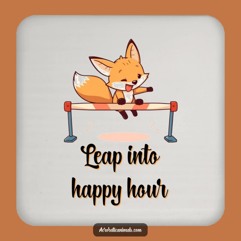 Funny Fox Hurdler Coasters - Protect Surfaces with Spirit, Hilarious Gift Set!