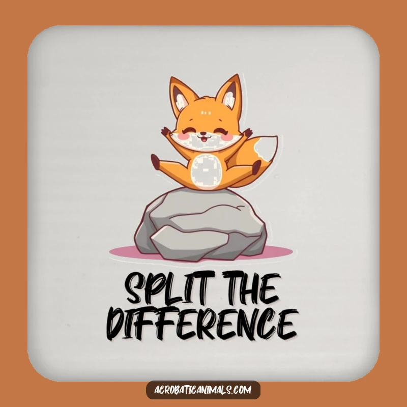 Funny Fox Split Coaster: Protect Surfaces with Rock Acrobat Style, Great Gift