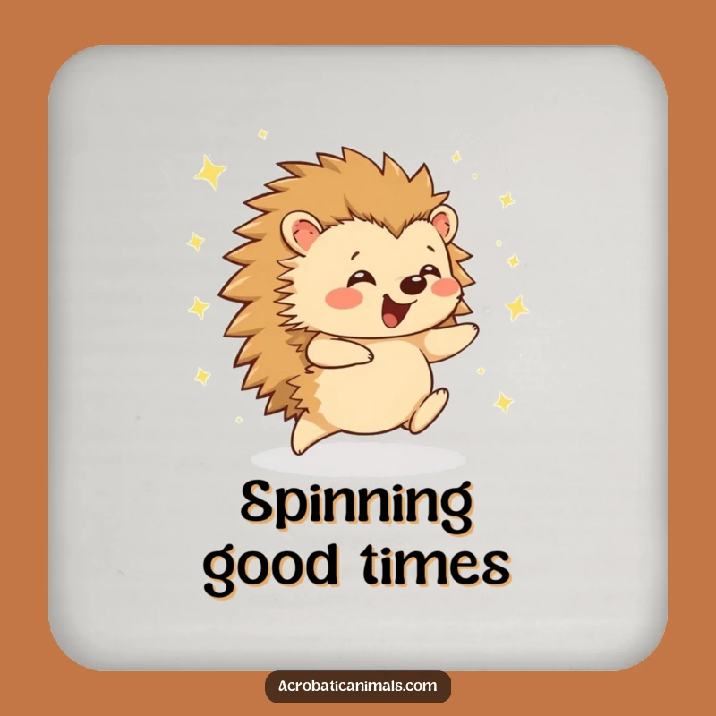 Funny Hedgehog Cartwheel Coaster - Sparkle Drink Protection, Humorous Tabletop Gift
