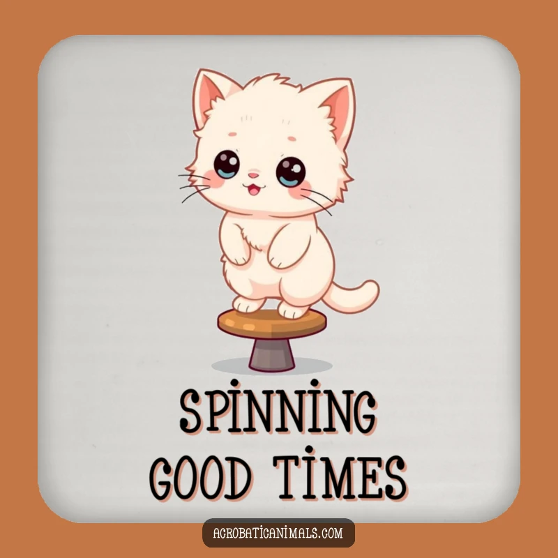 Funny Kitten Beam Balance Coaster Set: Protect Surfaces with Gymnastics Charm!