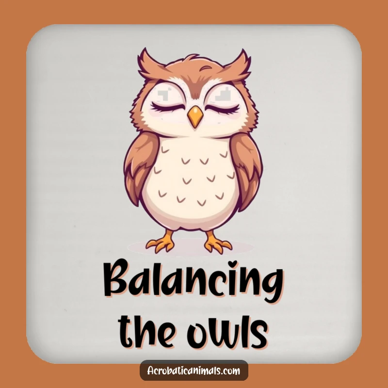 Funny Sleepy Owl Handstand Drink Coaster: Protect Surfaces with Snoozy Charm