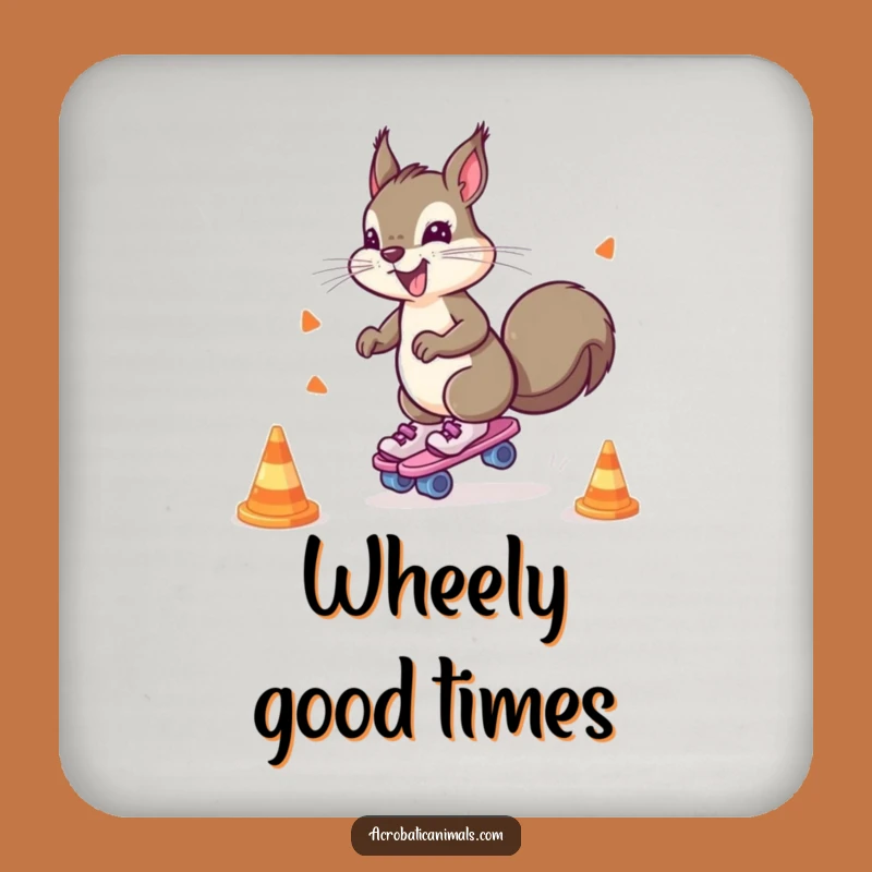 Funny Squirrel Roller Skates Coaster Set - Protect Surfaces with Wheely Humor