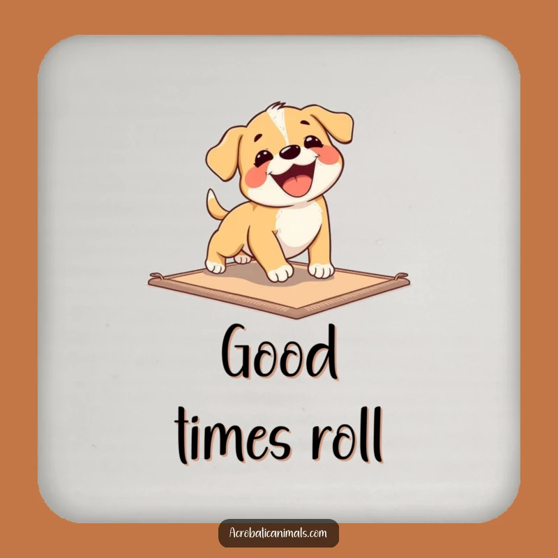 Funny Puppy Tumbles Coaster: Protect Surfaces with Canine Comedy, a Charming Funny Gift