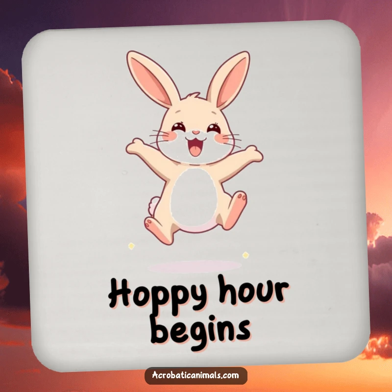 Funny Rabbit High Jump Coaster featuring a cute rabbit mid-leap, protecting surfaces with charm and amusement.