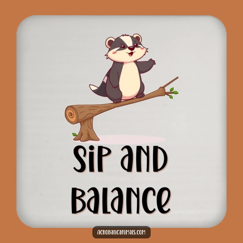 Funny Badger Balance Coaster: Protect Surfaces with Steady Charm, a Hilarious Funny Gift