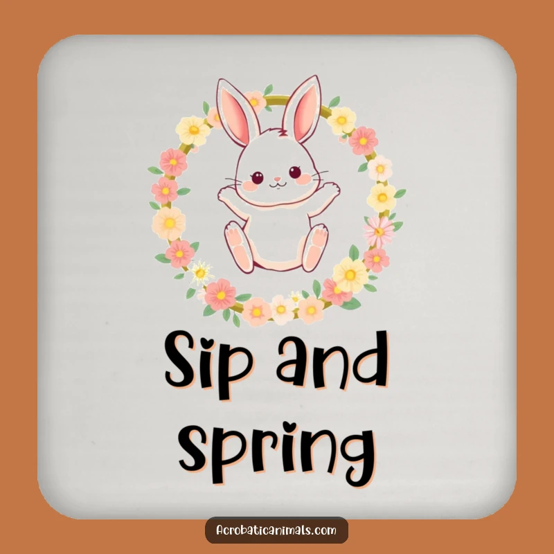 Funny Bunny Hoop Flowers Drink Coasters: Protect Surfaces with Charm