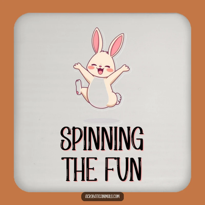 Funny Bunny Cartwheel Drink Coaster: Protect Surfaces with Cheer