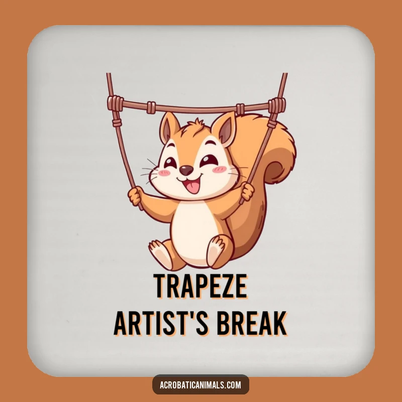 Funny Squirrel Trapeze Coaster Set - Acrobat Drink Protection, Unique Funny Gift