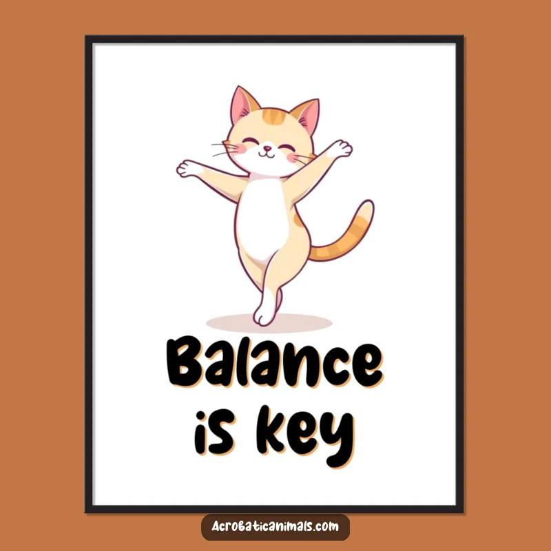 Funny Cat Arabesque Poster: Graceful Kitty Ballet Wall Art, Gift Idea