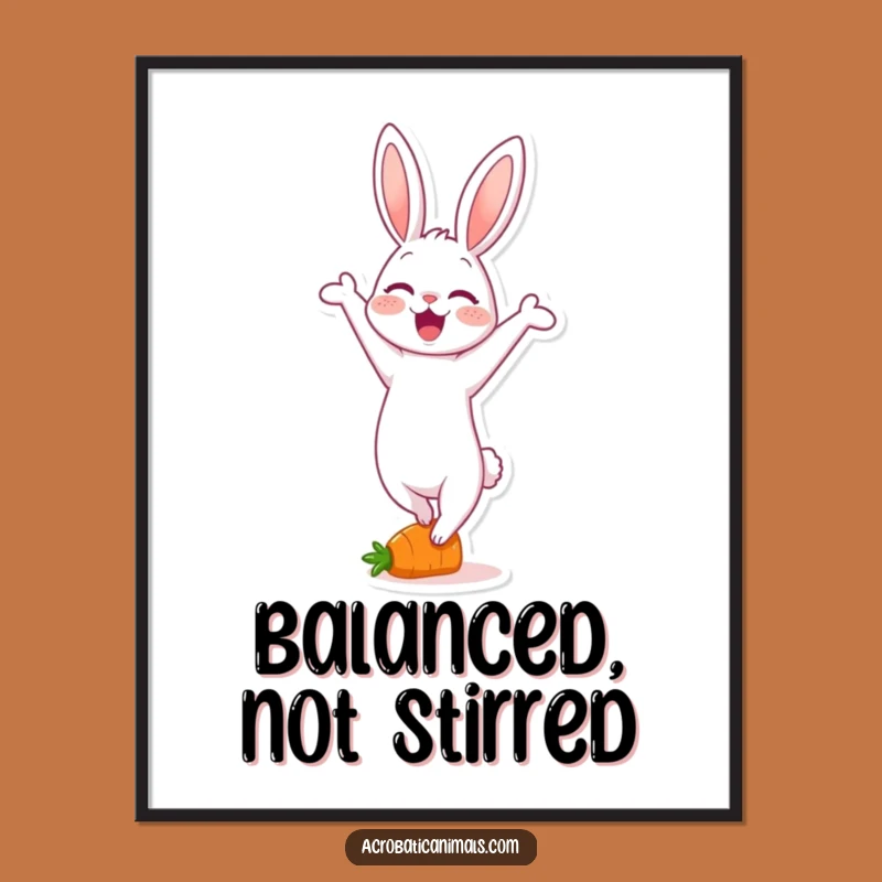 Funny Rabbit Handstand Poster: Adorable Carrot Acrobat Art, Unique Funny Gift