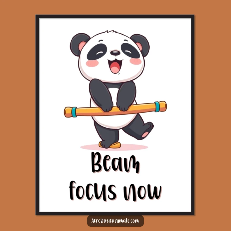 Funny Panda Poster: Giggling Bear Beam Balance Art Gift