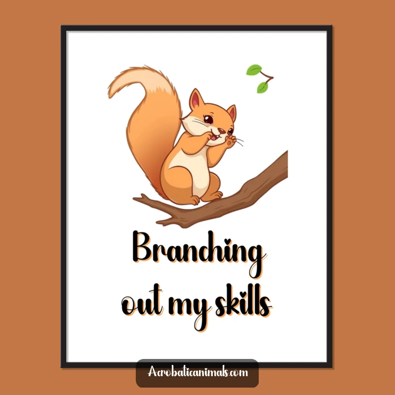 Funny Squirrel Somersault Poster - Whimsical Wall Art, Hilarious Home Decor Gift!