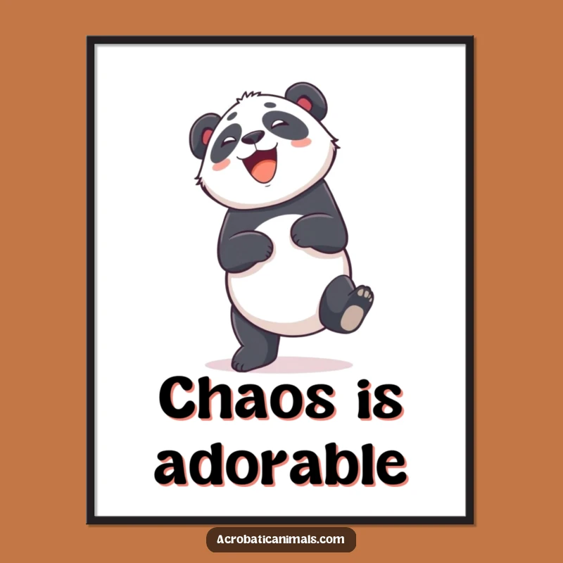 Funny Panda Cartwheel Poster: Giggling Bear Art, Perfect Funny Gift