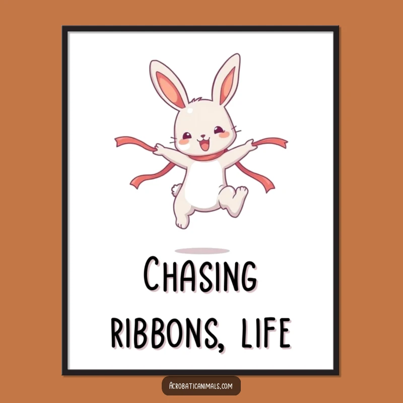 Funny Bunny High Jump Poster: Adorable Gymnastics Art for a Cheerful Room!