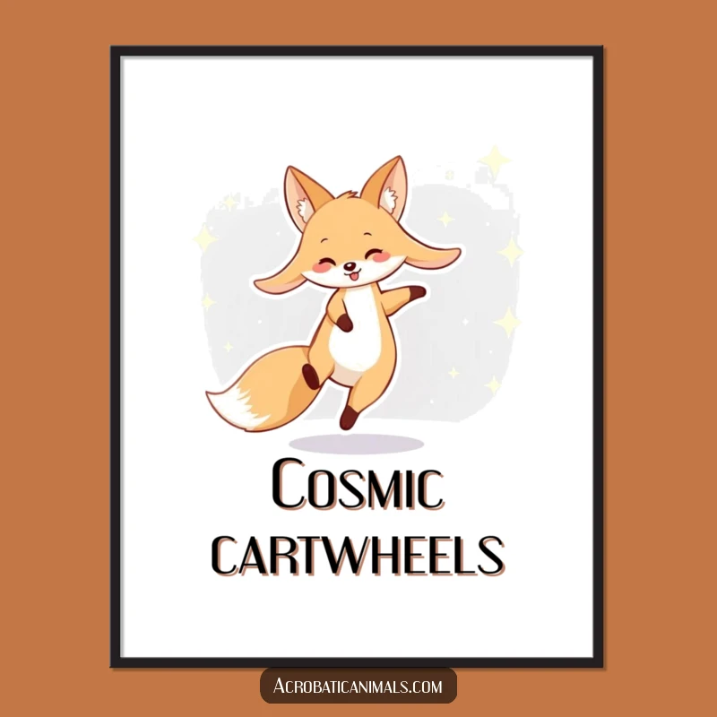 Funny Fox Cartwheel Poster: Whimsical Wall Art for Dreamers