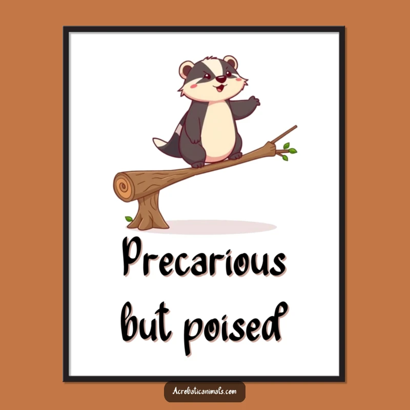 Funny Badger Balance Poster: Inspiring Art for a Hilarious Funny Gift