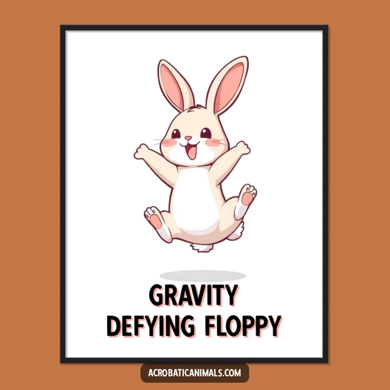 Funny Bouncy Bunny Somersault Poster - Joyful Art for Wall Decor