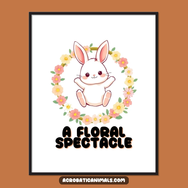 Funny Bunny Hoop Leap Poster: Whimsical Wall Art for Happy Spaces